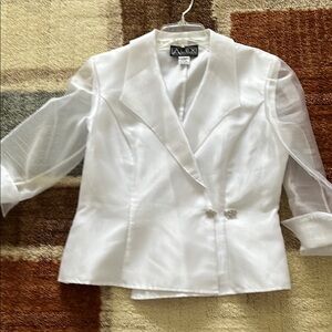 Elegant White Sheer Sleeve Jacket